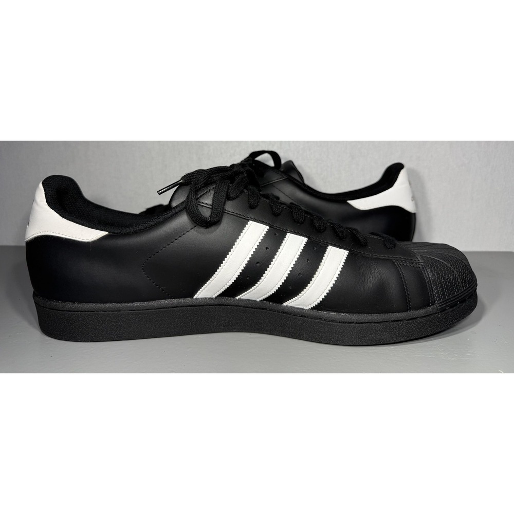Adidas Superstar Shoes Mens Size 20 Black White Leather Shell Toe B27140 Classic - Picture 5 of 11
